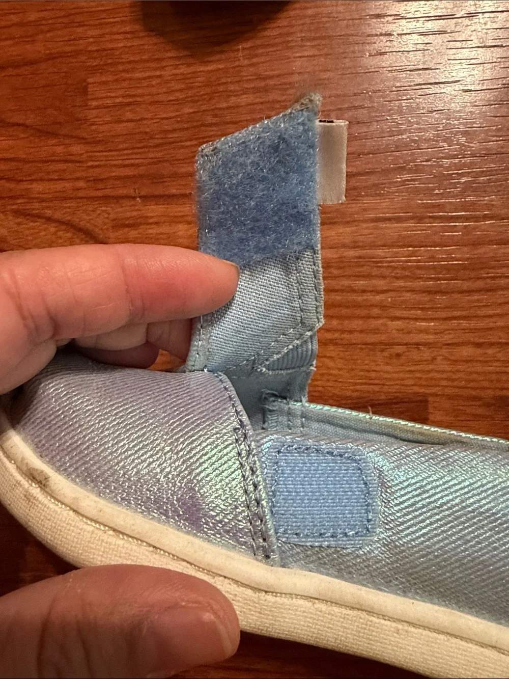 TOMS Kids Shimmery Light Blue Slip-On Casual Shoes - size 6